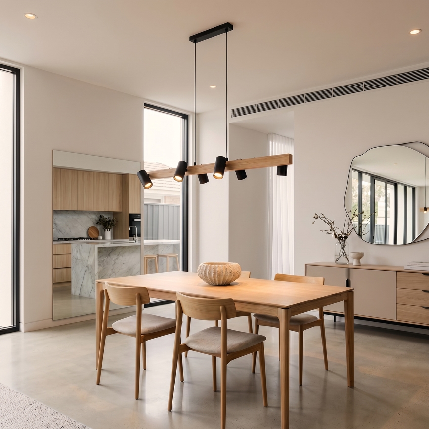 Brilagi - Lampadario sospeso SELE su cavo 6xGU10/30W/230V nero/finitura rovere
