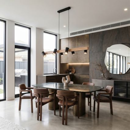 Brilagi - Lampadario sospeso SELE su cavo 6xGU10/30W/230V nero/finitura rovere