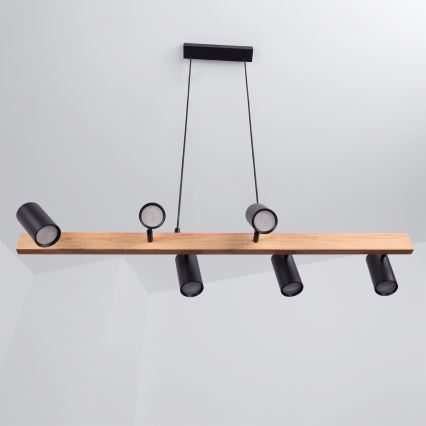 Brilagi - Lampadario sospeso SELE su cavo 6xGU10/30W/230V nero/finitura rovere