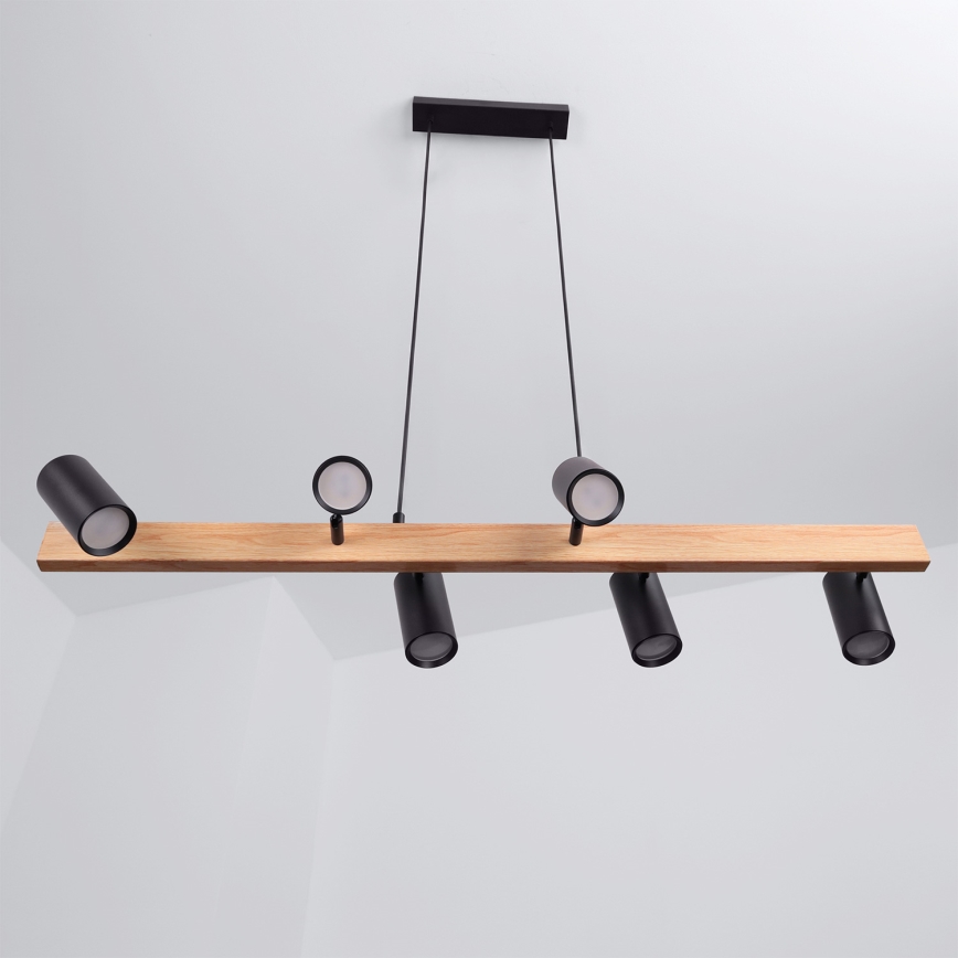 Brilagi - Lampadario sospeso SELE su cavo 6xGU10/30W/230V nero/finitura rovere