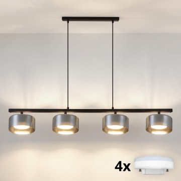 Brilagi - Lampadario sospeso su cavo AURA LUX 4xGX53/30W/230V nero/fumé