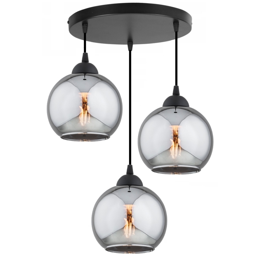 Brilagi - Lampadario sospeso su cavo DIOR 3xE27/60W/230V nero/grigio fumo