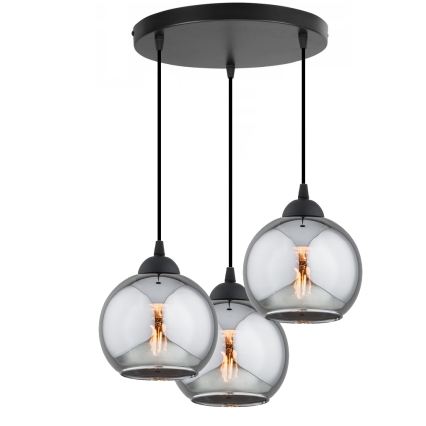 Brilagi - Lampadario sospeso su cavo DIOR 3xE27/60W/230V nero/grigio fumo