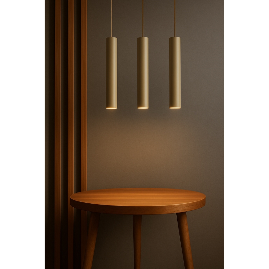 Brilagi - Lampadario sospeso su cavo TUBE 3xGU10/15W/230V beige/oro