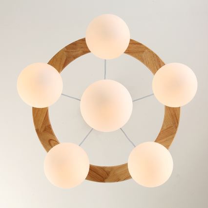 Brilagi - Lampadario sospeso su cavo VISBY WOOD 6xE27/60W/230V Ø 58 cm, in legno