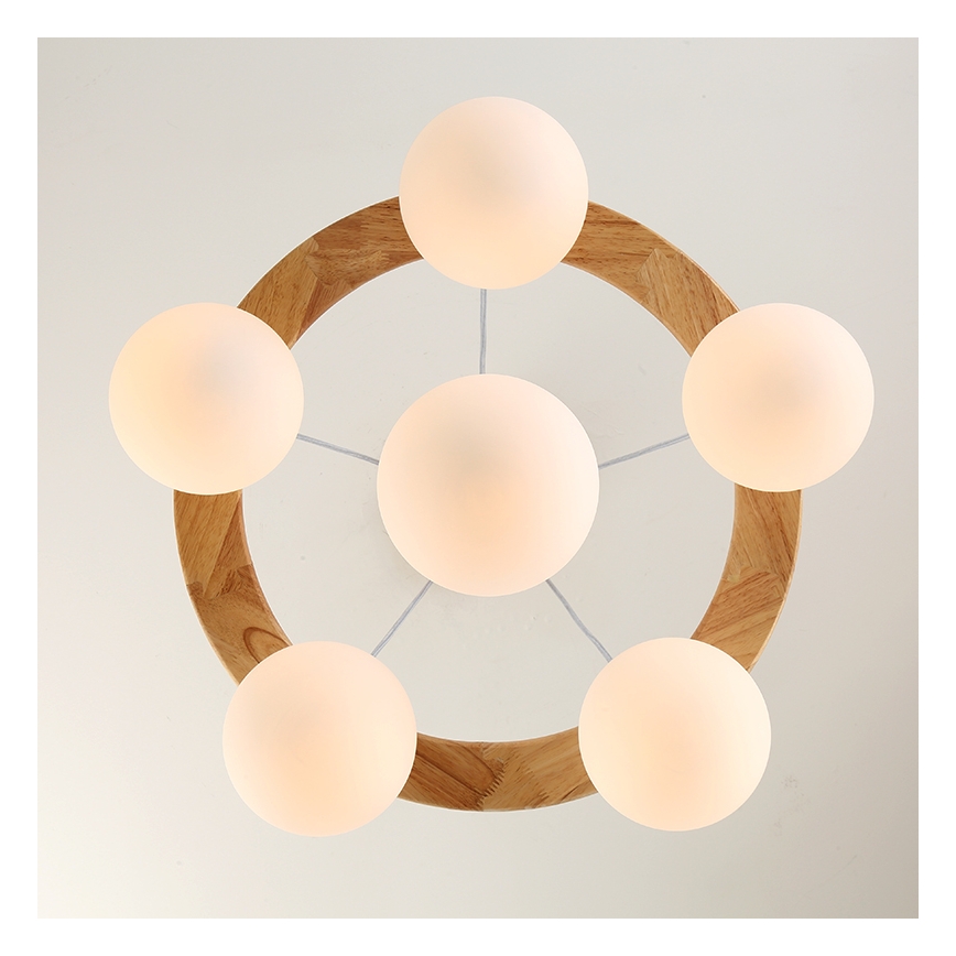 Brilagi - Lampadario sospeso su cavo VISBY WOOD 6xE27/60W/230V Ø 58 cm, in legno