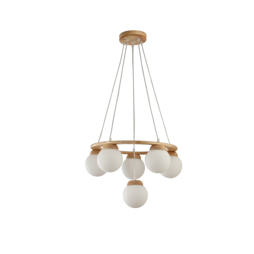 Brilagi - Lampadario sospeso su cavo VISBY WOOD 6xE27/60W/230V Ø 58 cm, in legno