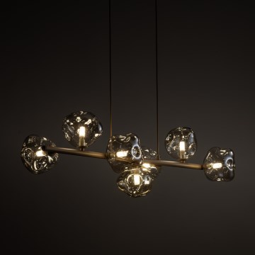 Brilagi - Lampadario sospeso su cavo VULCANO 7xG9/8W/230V beige/fumé beige