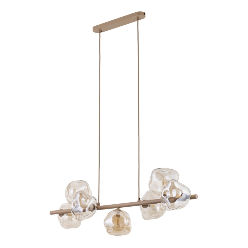 Brilagi - Lampadario sospeso su cavo VULCANO 7xG9/8W/230V beige/fumé beige