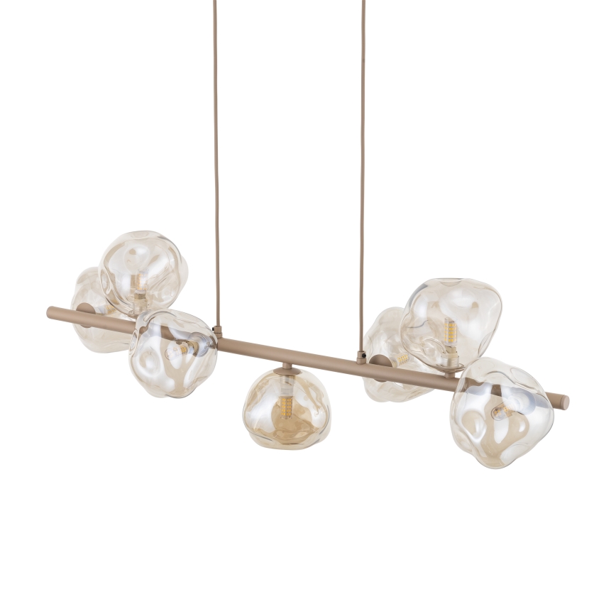 Brilagi - Lampadario sospeso su cavo VULCANO 7xG9/8W/230V beige/fumé beige