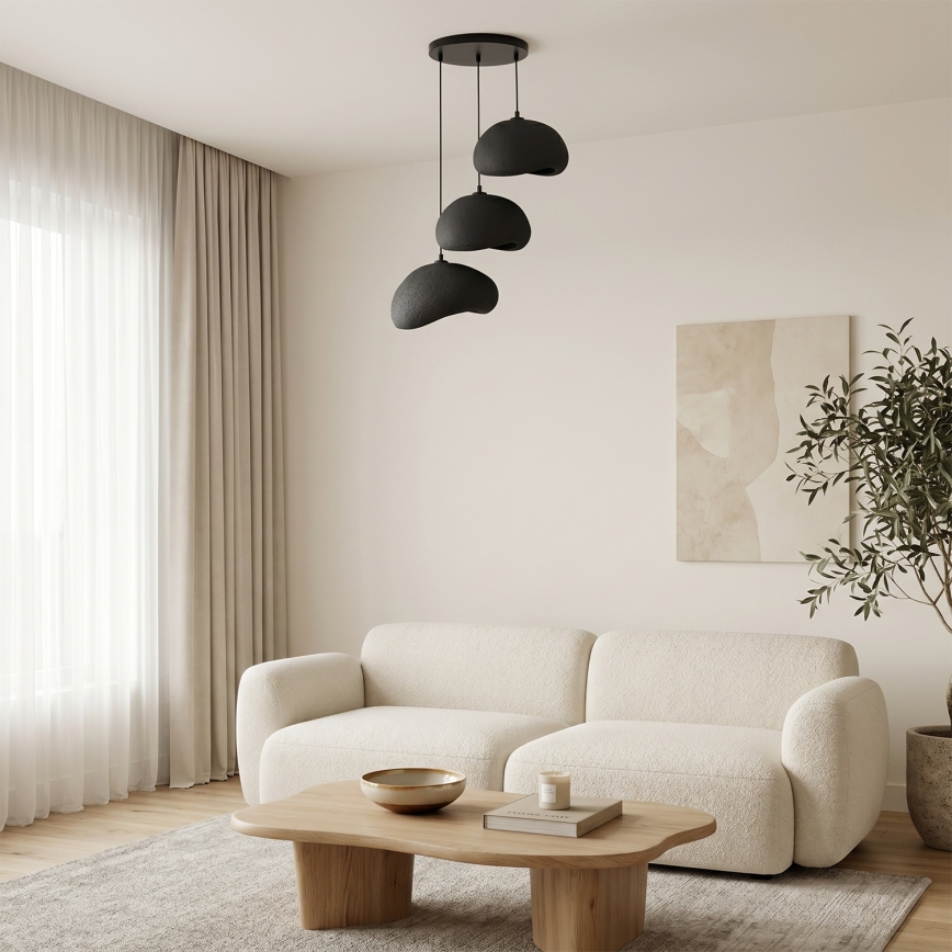 Brilagi - Lampadario sospeso su cavo WABI SABI 3xE27/40W/230V Ø 60 cm nero