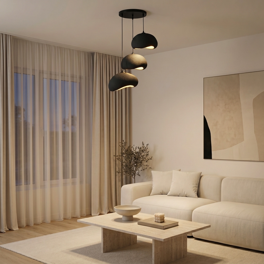 Brilagi - Lampadario sospeso su cavo WABI SABI 3xE27/40W/230V Ø 60 cm nero