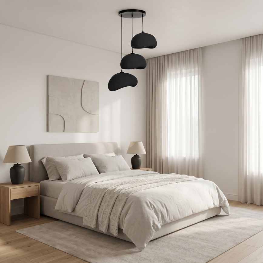 Brilagi - Lampadario sospeso su cavo WABI SABI 3xE27/40W/230V Ø 60 cm nero