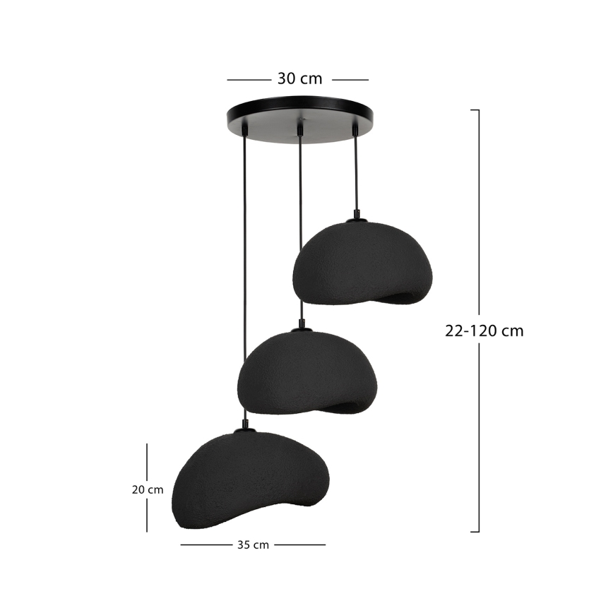 Brilagi - Lampadario sospeso su cavo WABI SABI 3xE27/40W/230V Ø 60 cm nero
