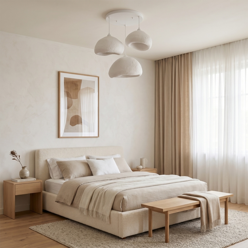 Brilagi - Lampadario sospeso su cavo WABI SABI 3xE27/40W/230V Ø 82 cm bianco