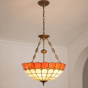 Brilagi - Lampadario stile Tiffany in vetro colorato con catena SIENNA 3xE27/60W/230V Ø 50 cm
