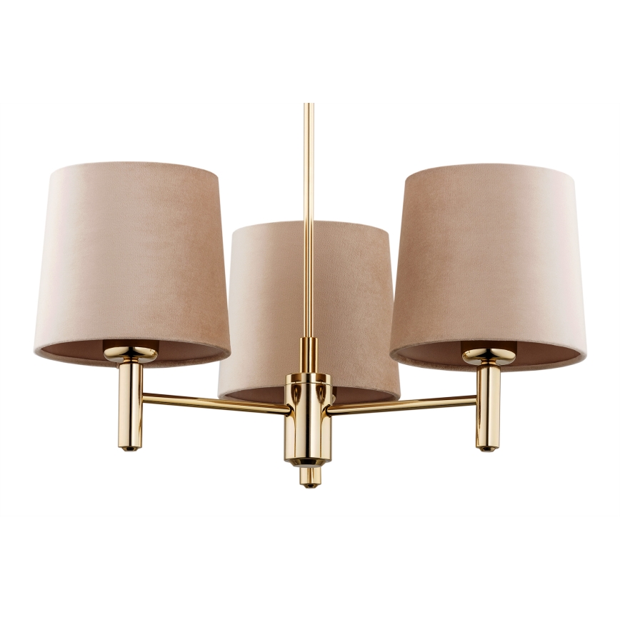 Brilagi - Lampadario su asta MONTE 3xE27/15W/230V beige/oro