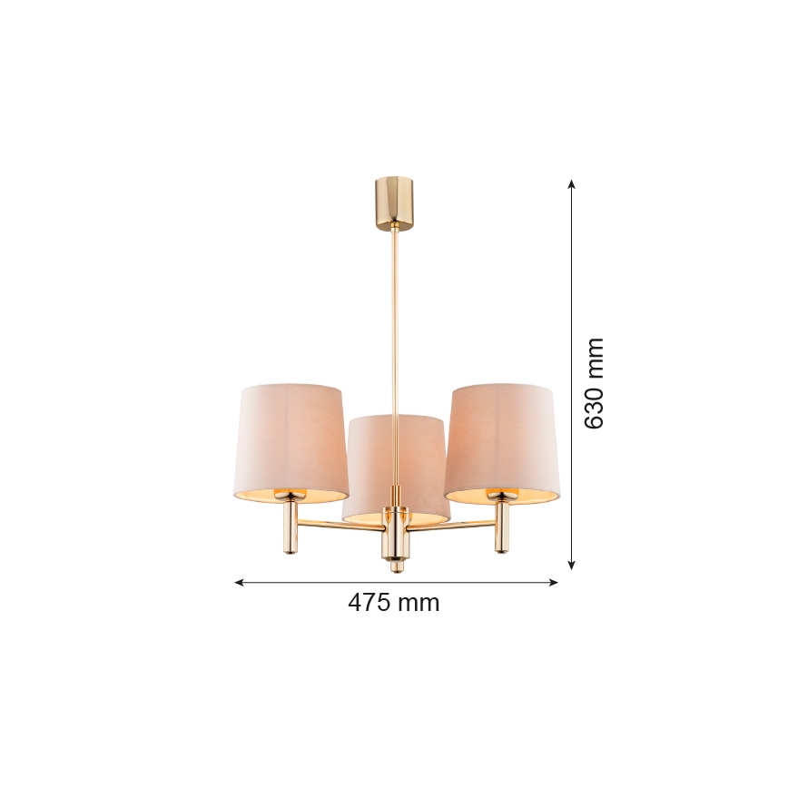 Brilagi - Lampadario su asta MONTE 3xE27/15W/230V beige/oro