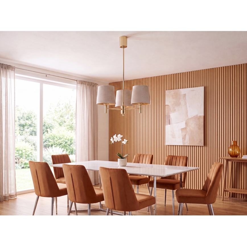 Brilagi - Lampadario su asta MONTE 3xE27/60W/230V beige/oro