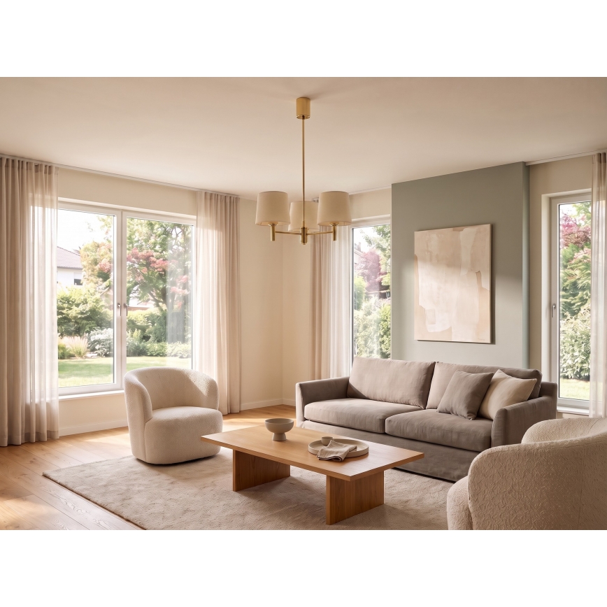 Brilagi - Lampadario su asta MONTE 3xE27/60W/230V crema/oro