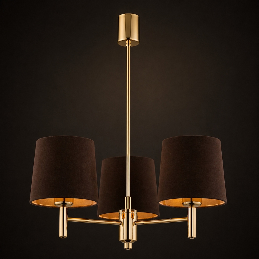 Brilagi - Lampadario su asta MONTE 3xE27/60W/230V marrone/oro