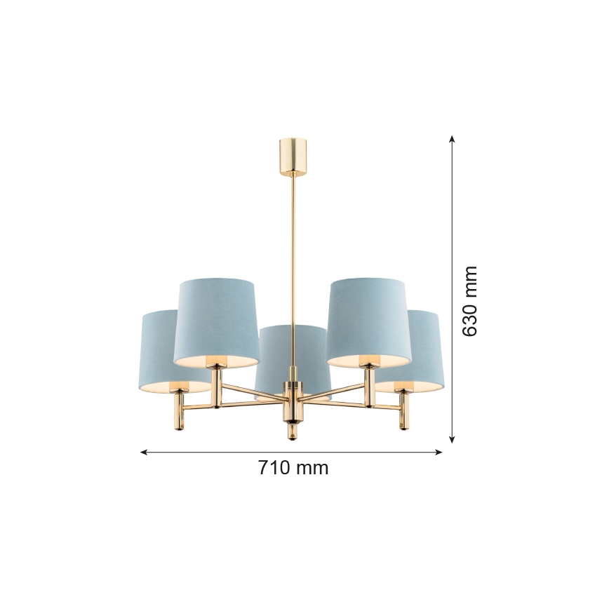 Brilagi - Lampadario su asta MONTE 5xE27/15W/230V blu/oro