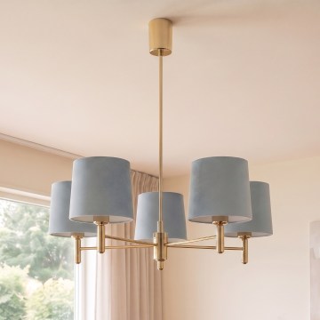 BRILAGI - Lampadario su asta MONTE 5xE27/60W/230V blu/oro