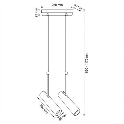 Brilagi - Lampadario su asta SELE 2xGU10/30W/230V bianco