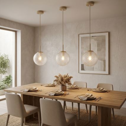 Brilagi - Lampadario su cavo STELLA 1xE27/60W/230V Ø 18 cm beige/oro
