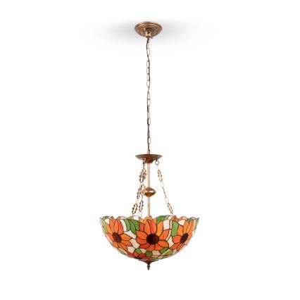 Brilagi - Lampadario Tiffany a catena SUNFLOWER 3xE27/60W/230V Ø 50 cm