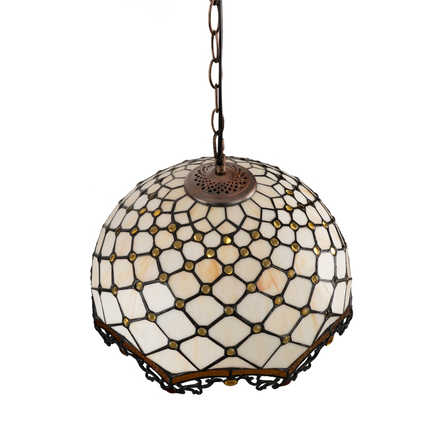 Brilagi - Lampadario Tiffany a sospensione con catena AVORIO 1xE27/60W/230V Ø 40 cm