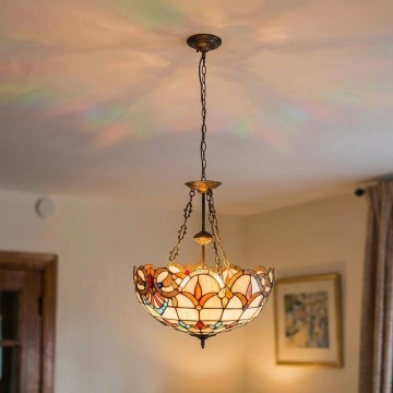 Brilagi - Lampadario Tiffany in vetro colorato a catena MIRABELLA 3xE27/60W/230V Ø 50 cm