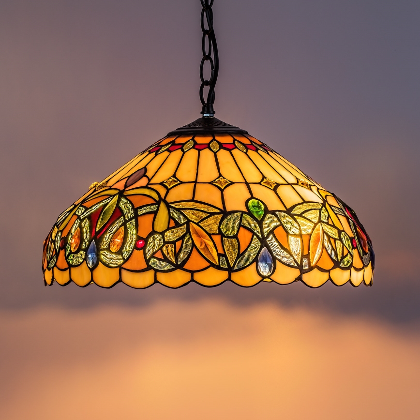 Brilagi - Lampadario Tiffany in vetro colorato a sospensione con catena LUISA 2xE27/60W/230V