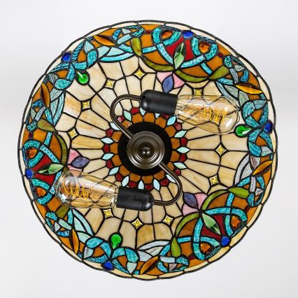 Brilagi - Lampadario Tiffany in vetro colorato a sospensione con catena LUISA 2xE27/60W/230V