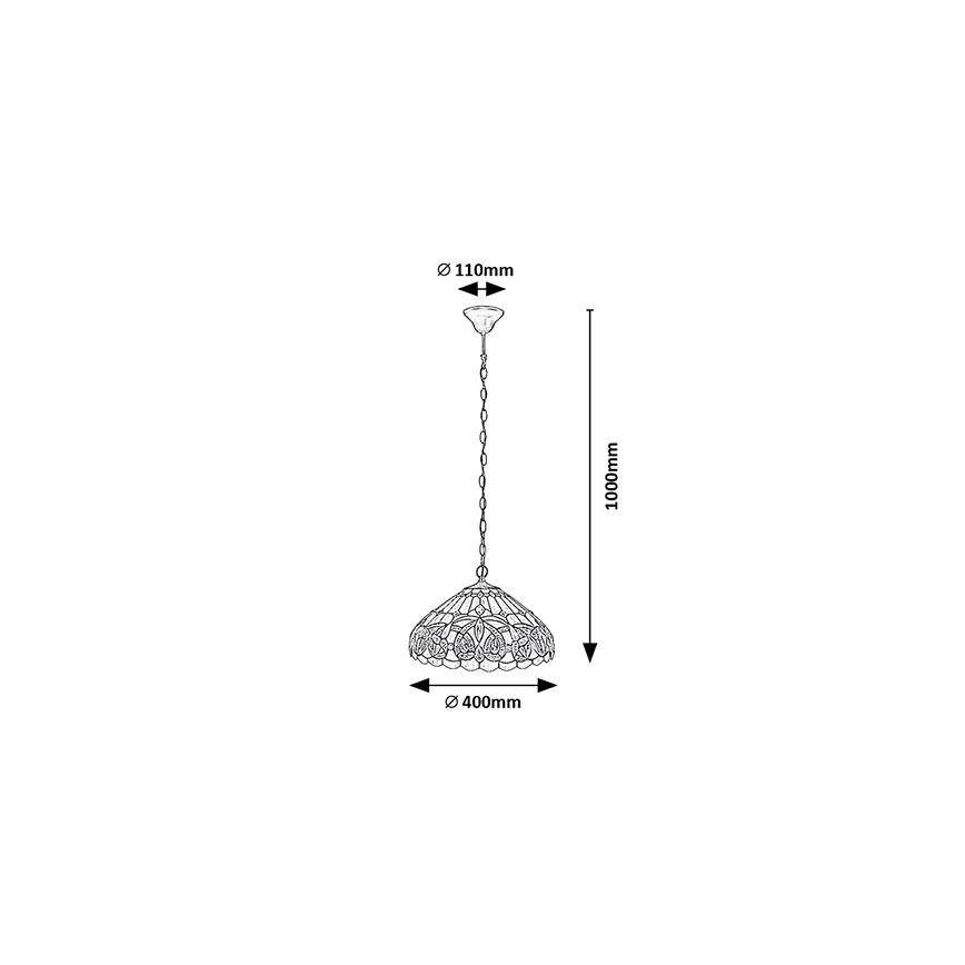 Brilagi - Lampadario Tiffany in vetro colorato a sospensione con catena LUISA 2xE27/60W/230V