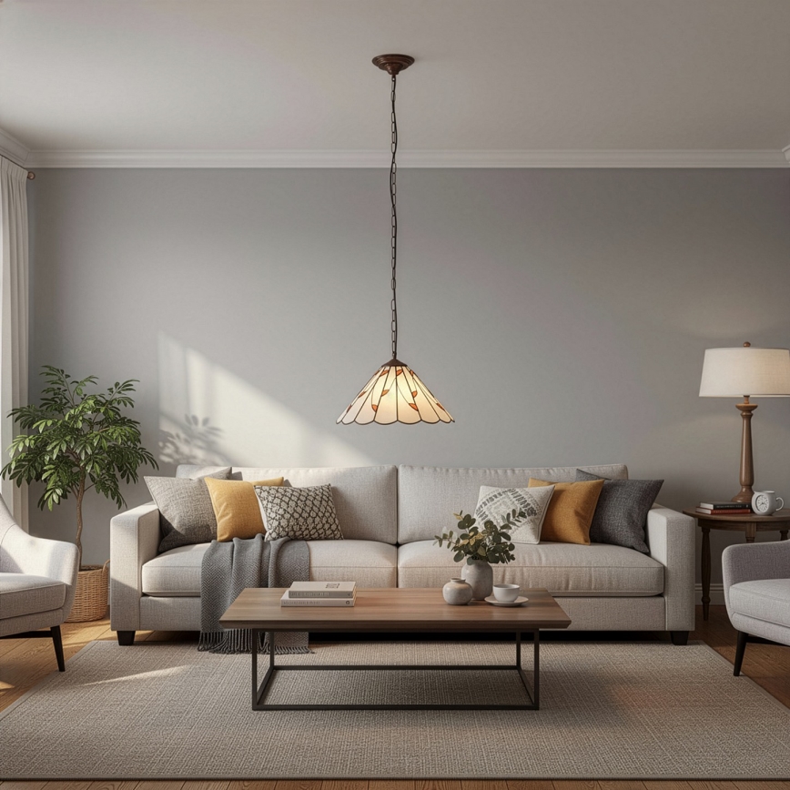 Brilagi - Lampadario Tiffany in vetro colorato con catena FOLIA 1xE27/60W/230V Ø 40 cm