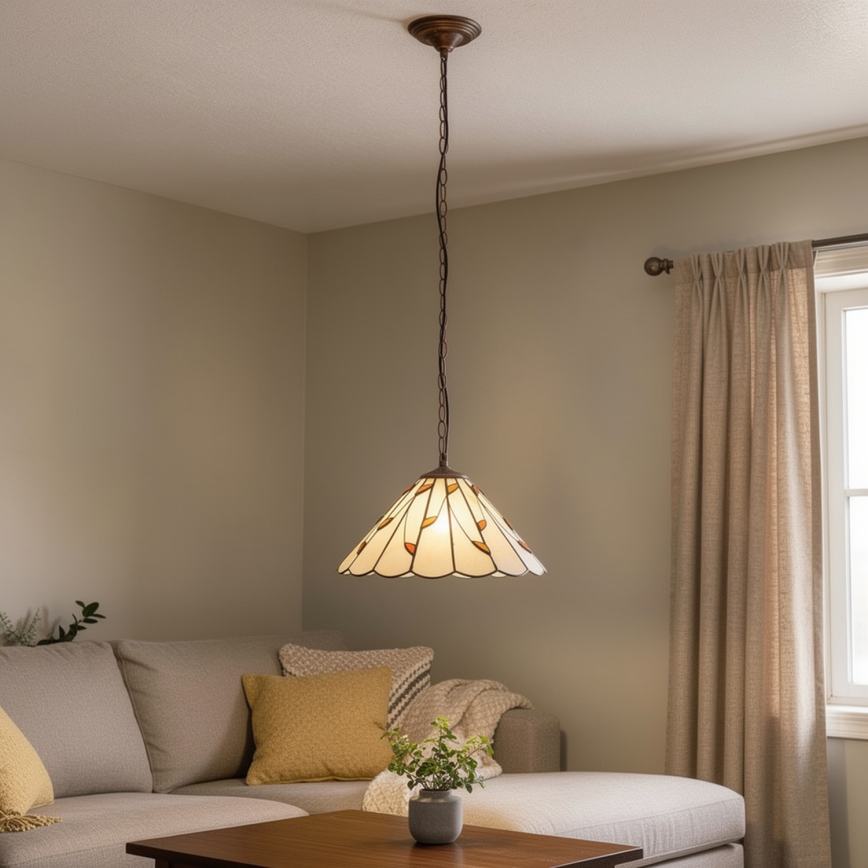 Brilagi - Lampadario Tiffany in vetro colorato con catena FOLIA 1xE27/60W/230V Ø 40 cm