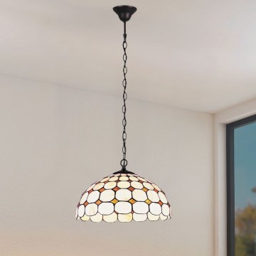 Brilagi - lampadario Tiffany in vetro colorato sospeso a catena DORAN 2xE27/60W/230V