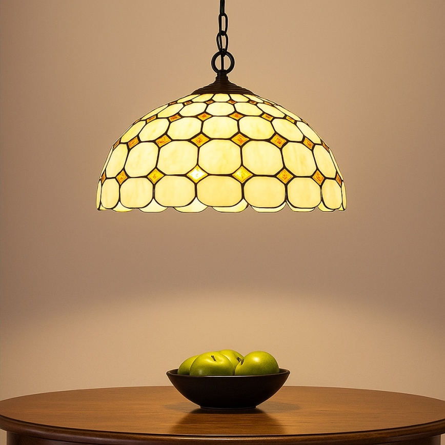 Brilagi - lampadario Tiffany in vetro colorato sospeso a catena DORAN 2xE27/60W/230V
