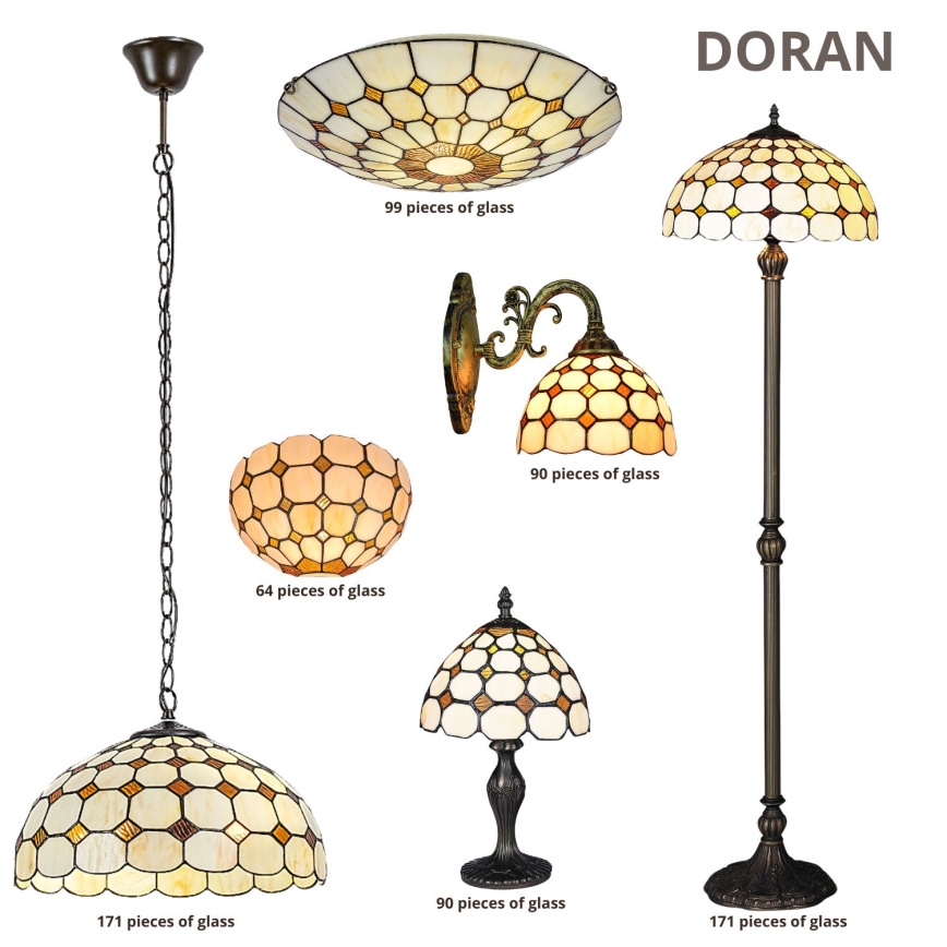Brilagi - lampadario Tiffany in vetro colorato sospeso a catena DORAN 2xE27/60W/230V