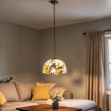 Brilagi - Lampadario Tiffany in vetro colorato su catena JUNGLE 1xE27/60W/230V Ø 40 cm