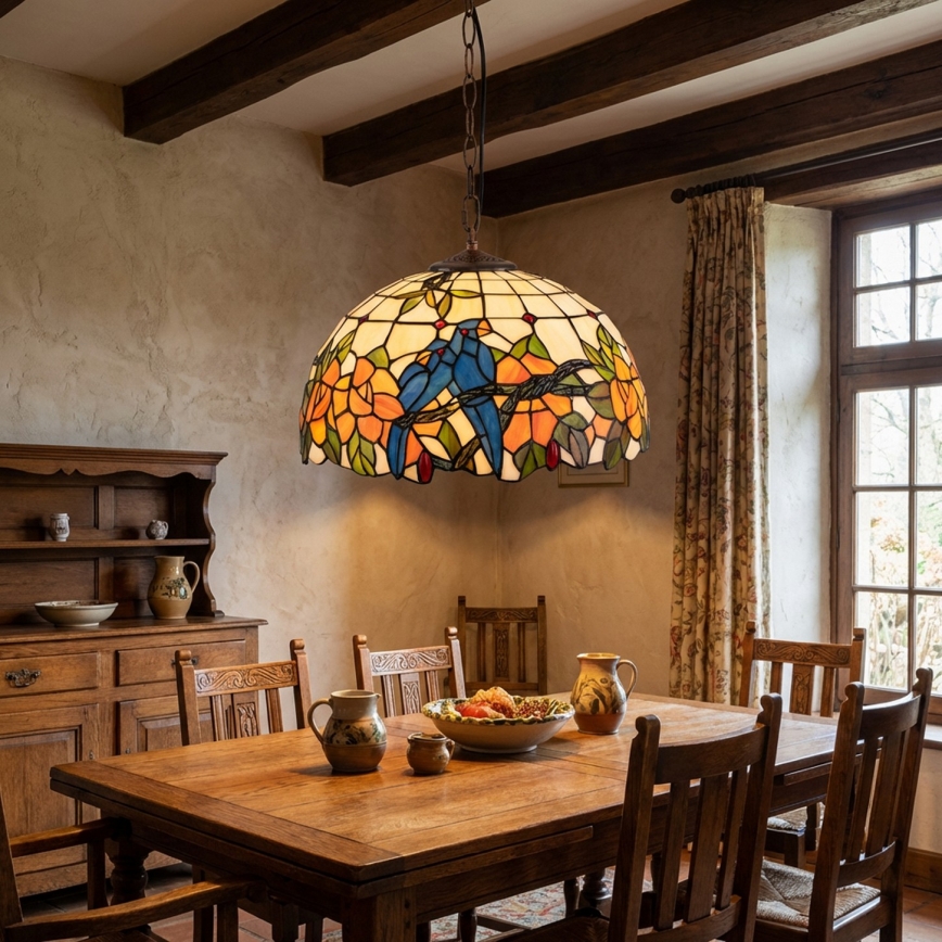 Brilagi - Lampadario Tiffany in vetro colorato su catena JUNGLE 1xE27/60W/230V Ø 40 cm