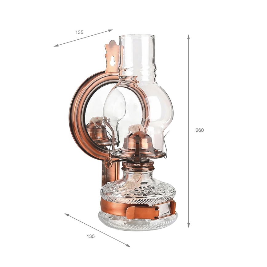 Brilagi - Lampe à pétrole MERLIN avec miroir, bronze/patine