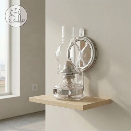 Brilagi - Lampe à pétrole MERLIN avec miroir, chrome brillant