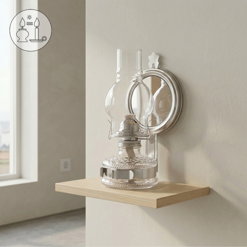 Brilagi - Lampe à pétrole MERLIN avec miroir, chrome brillant