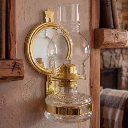Brilagi - Lampe à pétrole MERLIN avec miroir, dorée brillante