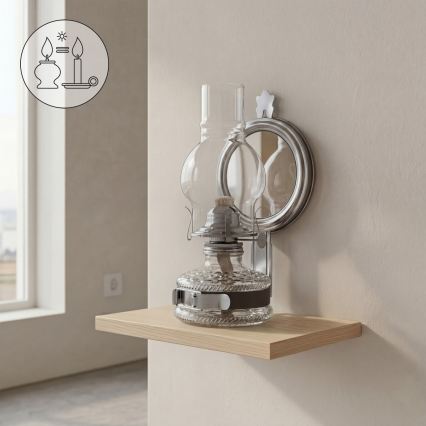 Brilagi - Lampe à pétrole MERLIN avec miroir, finition chrome noir