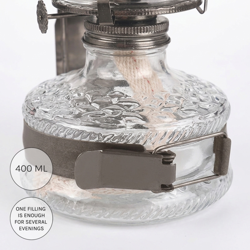 Brilagi - Lampe à pétrole MERLIN avec miroir, finition chrome noir