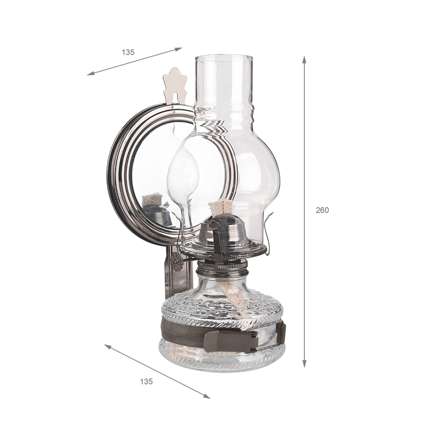 Brilagi - Lampe à pétrole MERLIN avec miroir, finition chrome noir