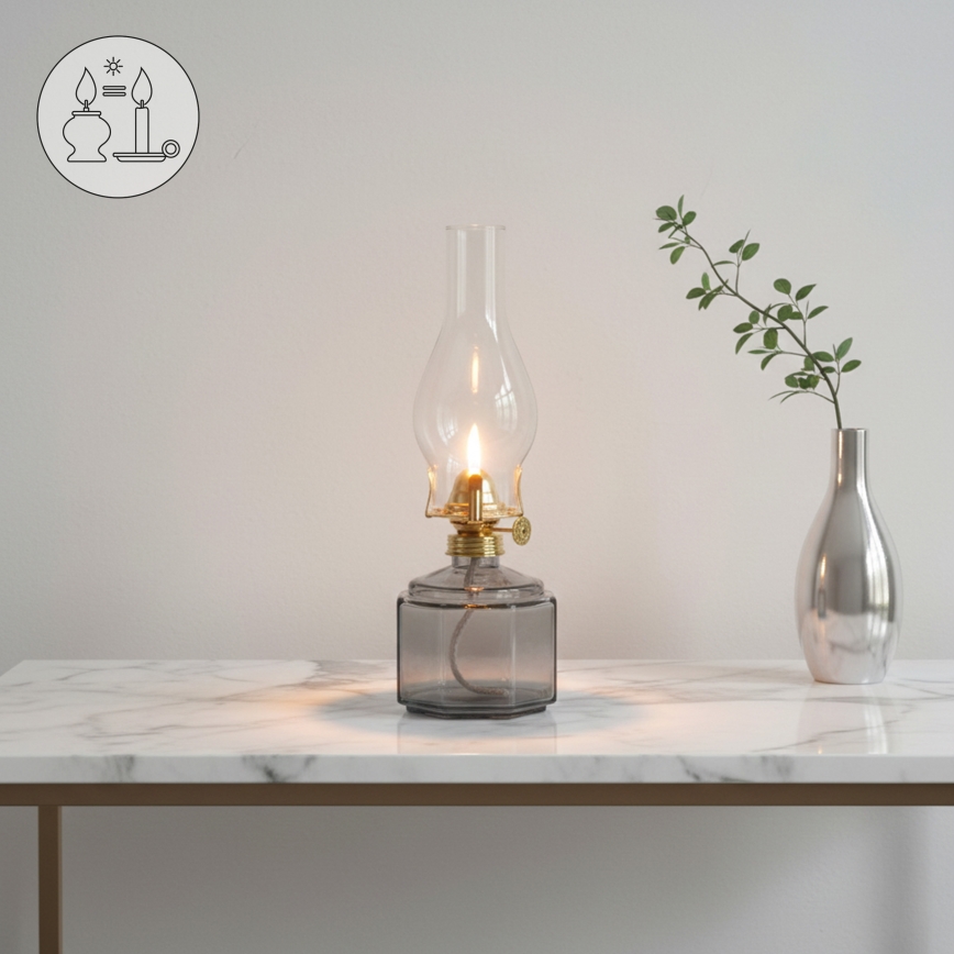 Brilagi - Lampe à pétrole MERLIN fumée/grise